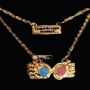 Harry Potter Luna Lovegood Glasses Naggle Quote Double Necklace